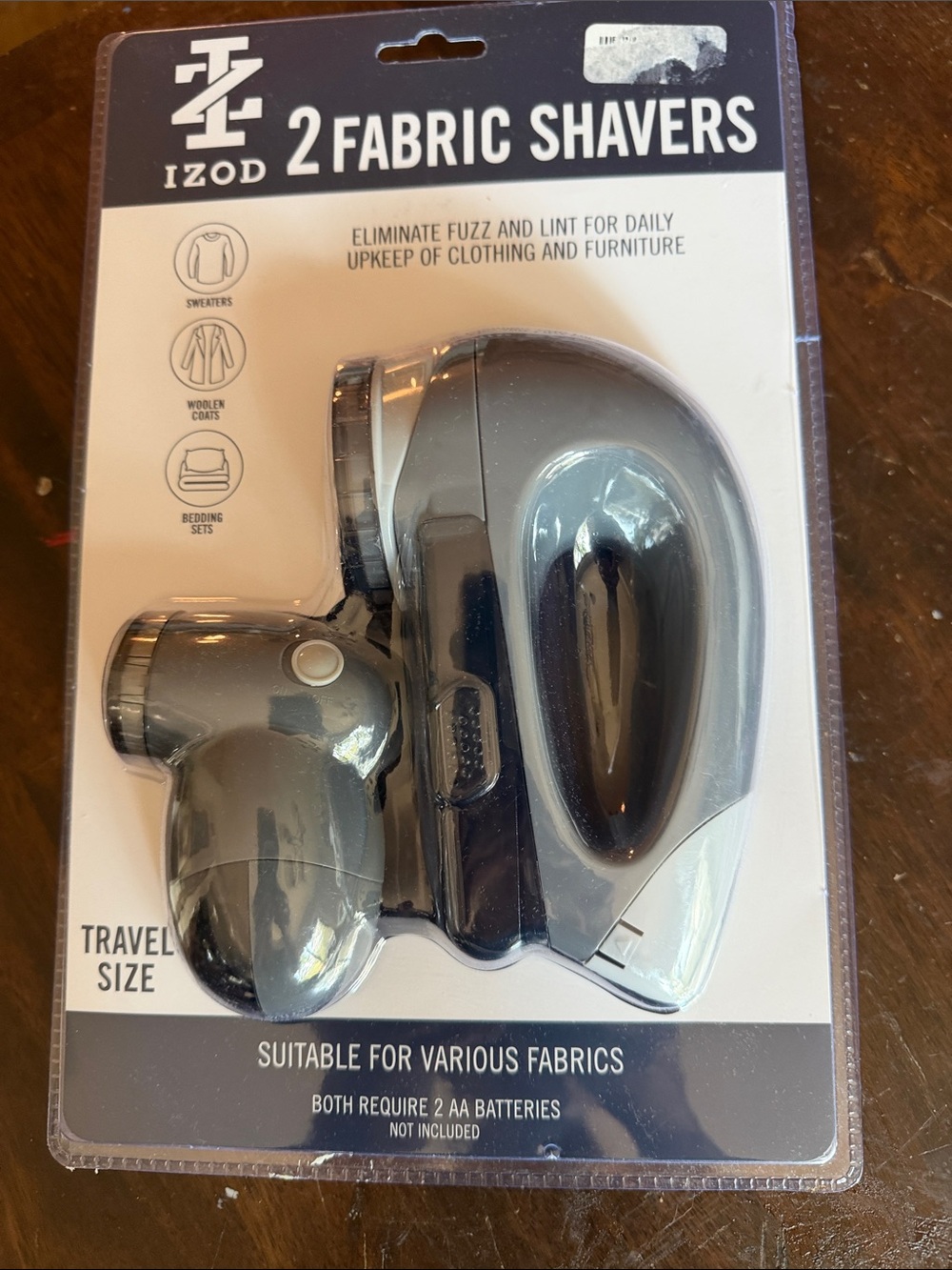 Izod ~Travel-Size Fabric Shavers in Dark Gray 2fer ~ Eliminate Lint & Fuzz